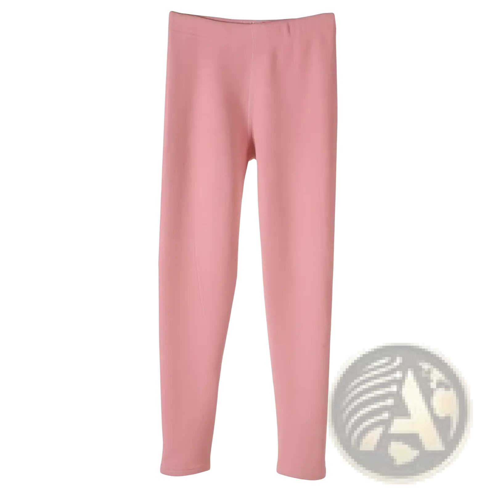 A pair of solid pink cashmere thermal fleece leggings for women with smooth stretchy fabric and elastic waistband