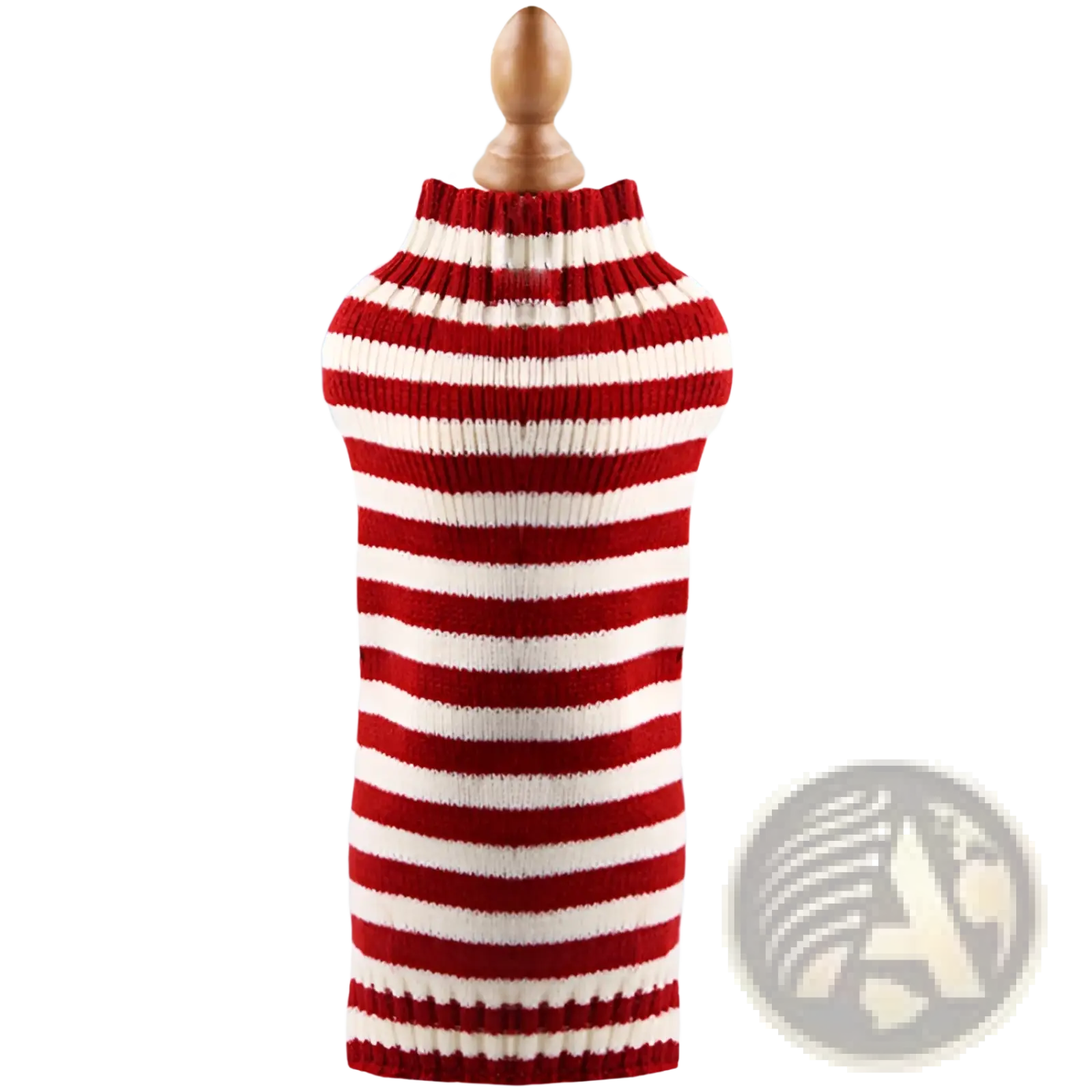 Red and white striped knitted cashmere twisted rope dog sweater designed for warmth and style