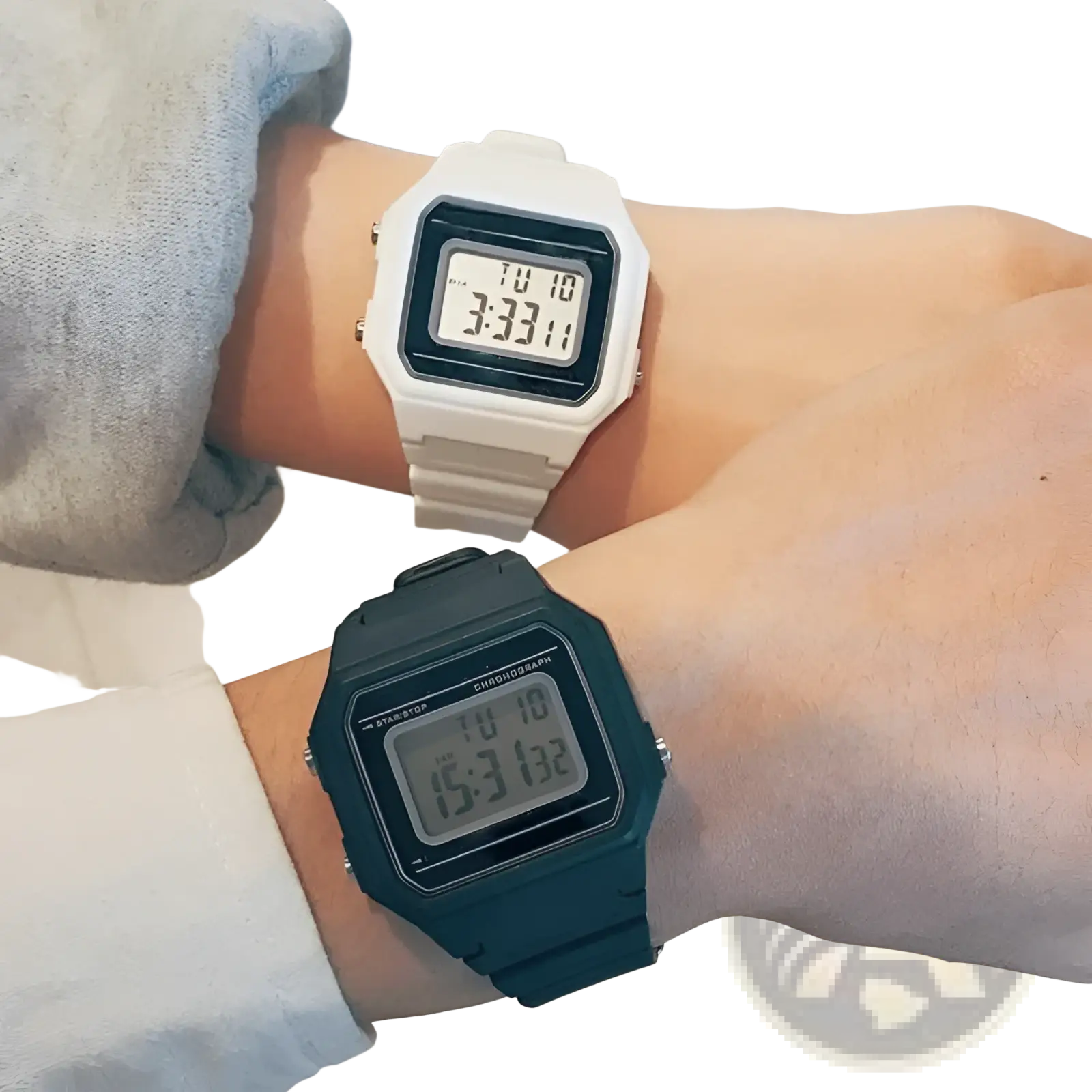 Casio f91w digital wristwatch in black and blue with rectangular plastic casing and matching sports straps