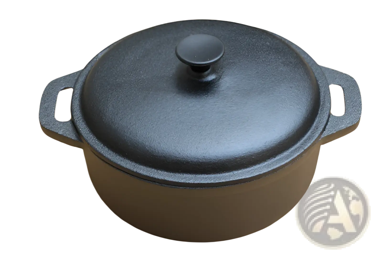 Black cast iron dutch oven retro casserole stew pot 28cm with matching lid and two side handles