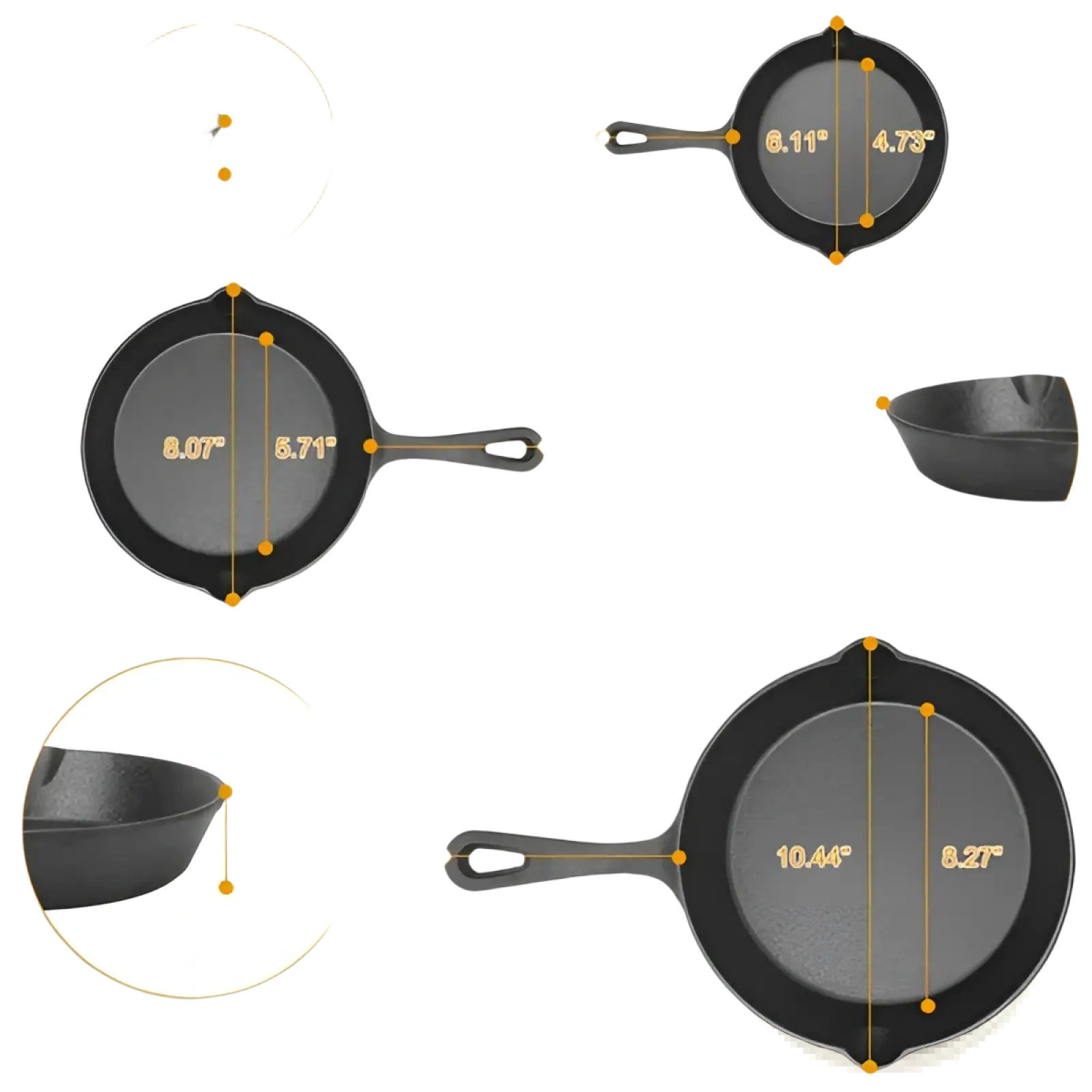 Black cast iron skillet set pre seasoned 3 piece cookware in 6 8 and 10 inch sizes for versatile cooking