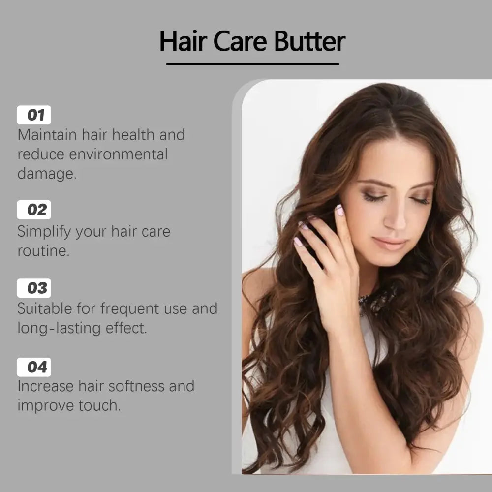 Hoegoa chehe butter castor oil nourishing hair mask enhances rich dark brown hair with soft waves and a glossy finish