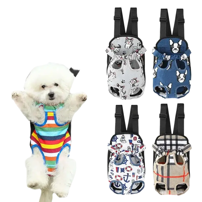 Colorful striped cat carrier backpack with adjustable straps and soft fabric design for small dog travel bag gray large