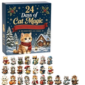 Blue 24 days of cat magic cat countdown calendar box with 24 collectible cat figurines and acrylic christmas ornaments