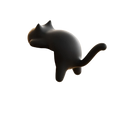 Black cat-shaped silicone desk hook organizer with smooth glossy finish for efficient workspace storage
