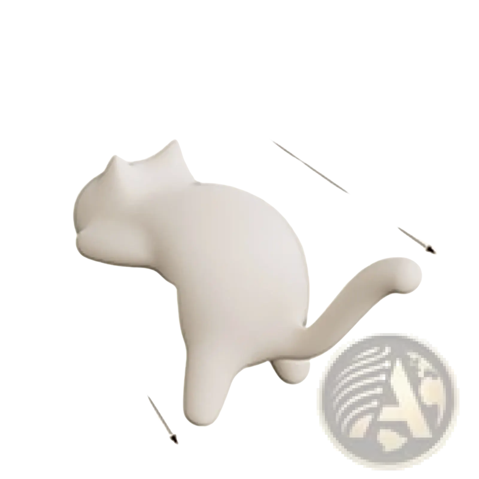 A smooth off-white ceramic cat desk hook with a sleek minimalist design and silicone organizer features