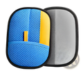 Cat hair removal grooming mitt pet fur remover glove with blue and yellow mesh and black trim for effective pet grooming
