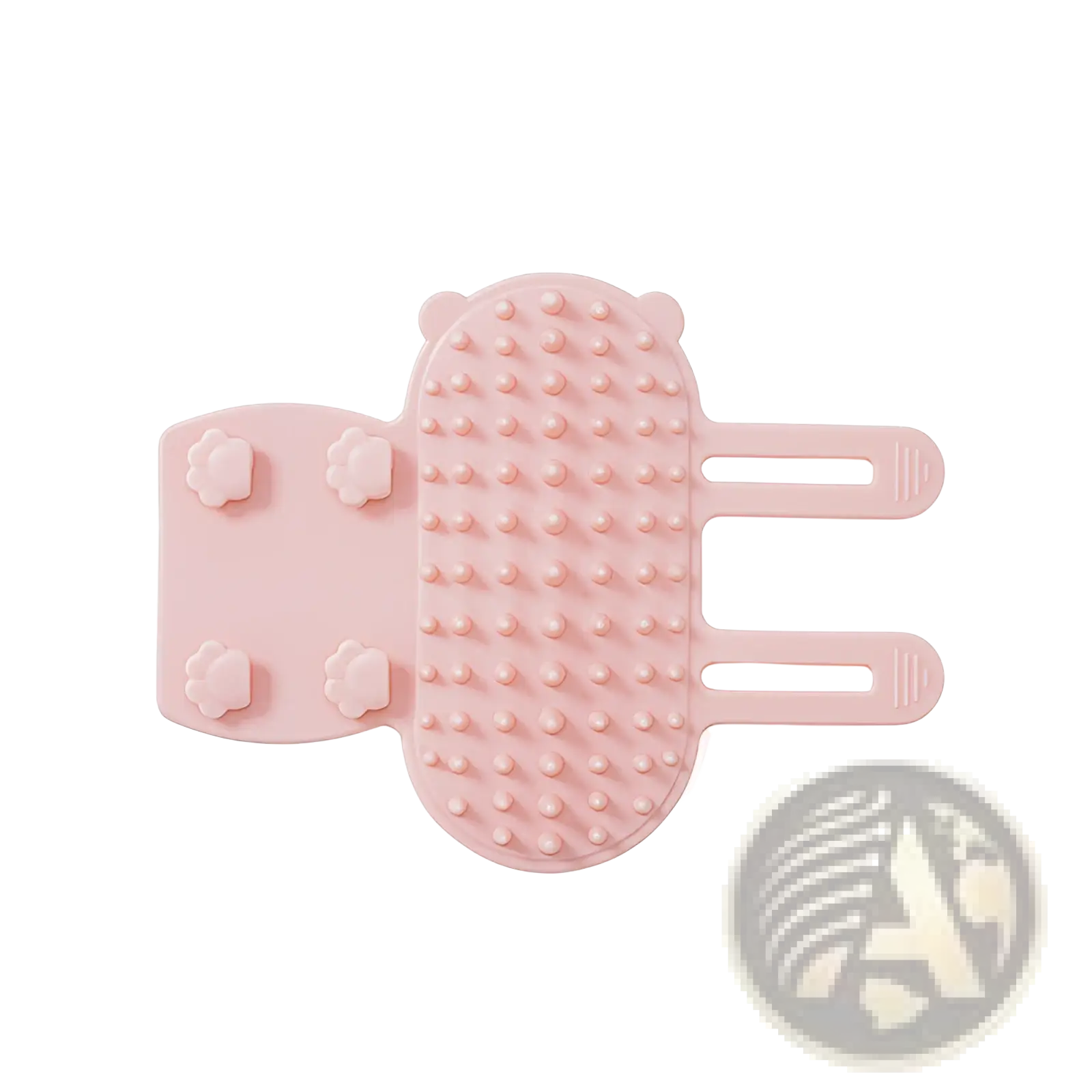Pink silicone cat massage comb with soft rounded edges and textured surface for gentle self grooming