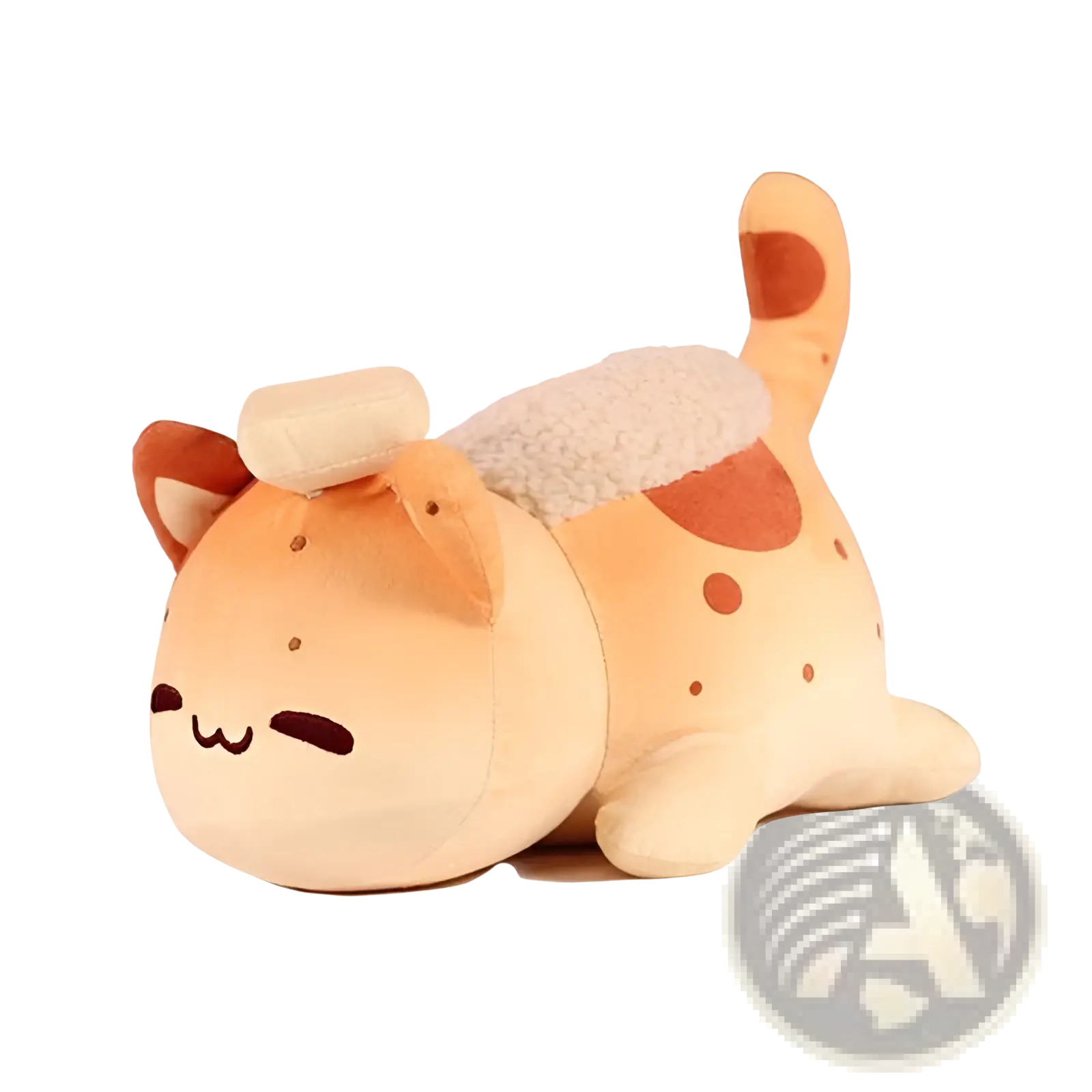 Cute orange cat plush stuffed animal toy for kids 25cm with brown spots and fluffy white fur on back and tail tip