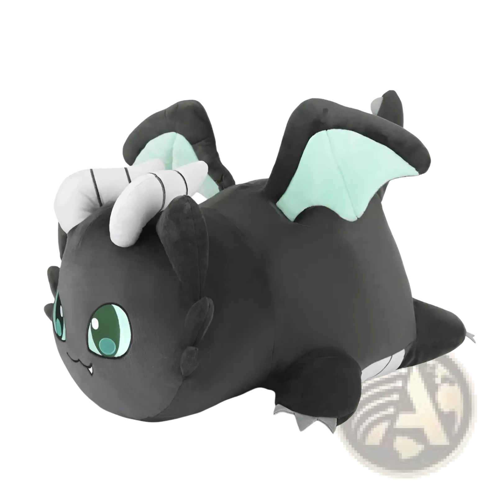 Cat plush stuffed animal toy for kids 25cm featuring a plush black dragon with mint green wings and white horns and claws