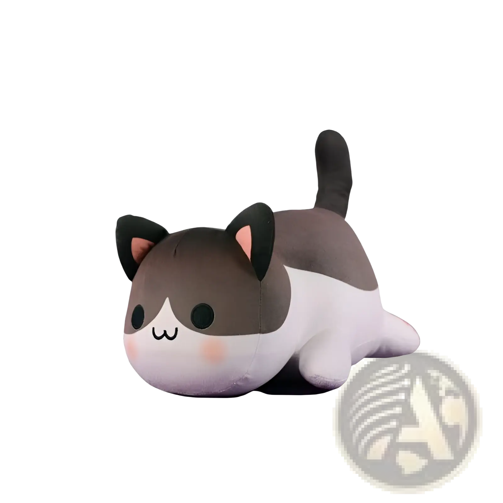 Adorable gray and white plush cat stuffed animal toy for kids with black ears and pink inner ear accents 25cm