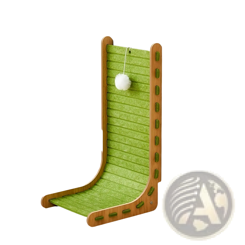 Avocado green cat scratch board vertical sisal felt wall scraper with wooden frame and textured surface for cats