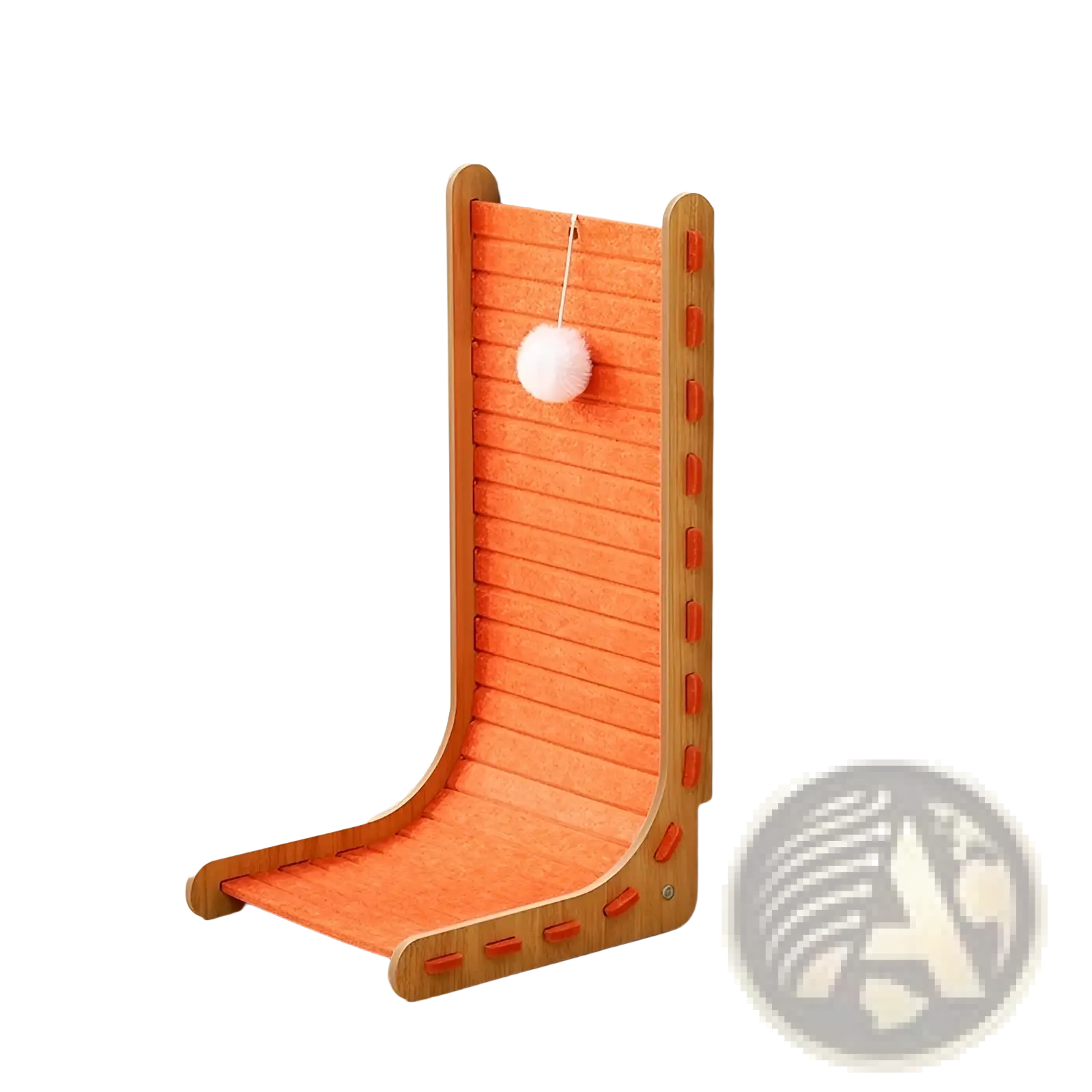Orange tangerine cat scratch board vertical sisal felt wall scraper with wooden frame and textured surface
