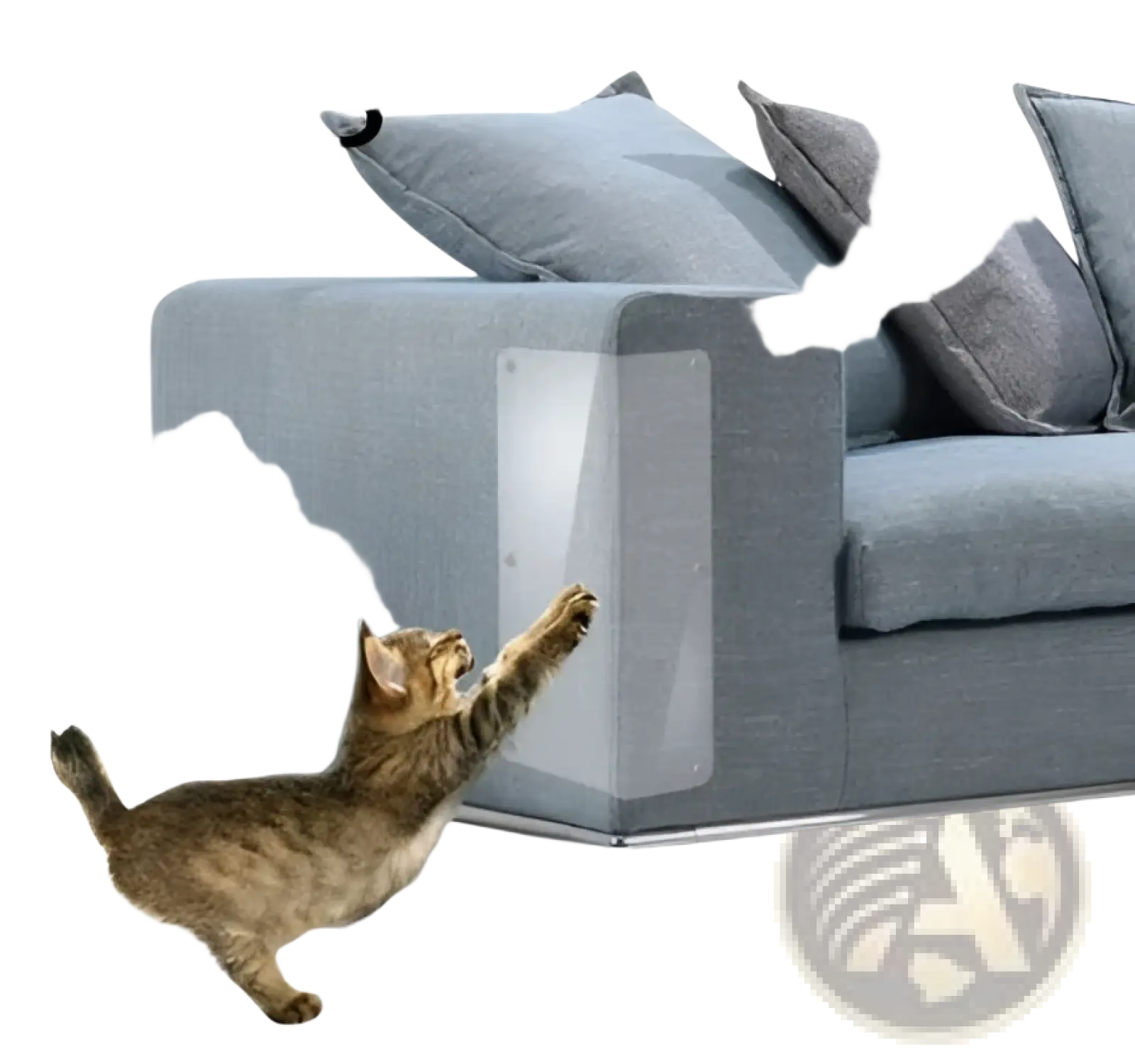 Clear transparent protective sleeve for sofa edges made of adhesive material cat scratch protector furniture guard 30x45cm 2 pack