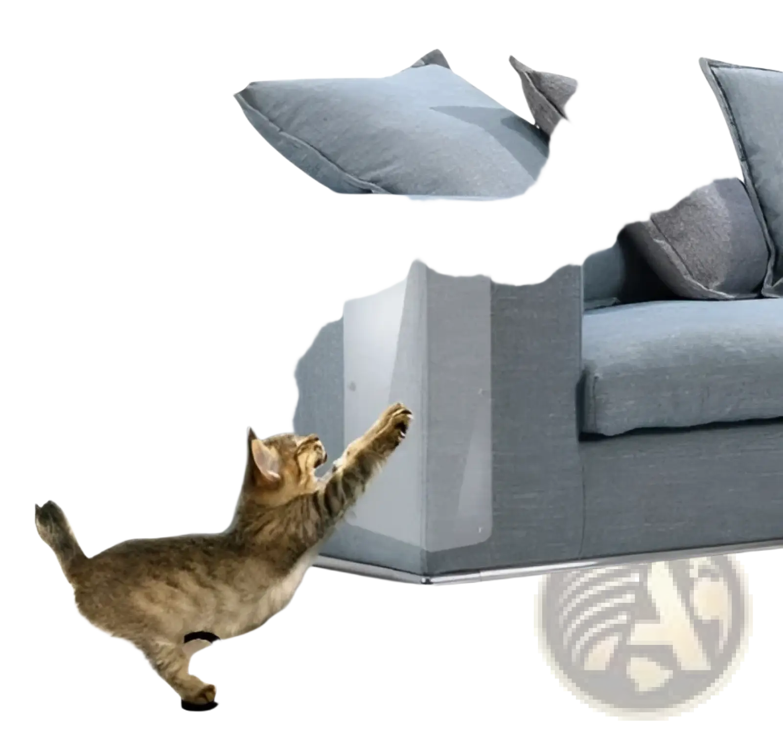 Clear transparent plastic cat scratch protector furniture guard designed for protecting furniture edges 30x45cm 2 pack