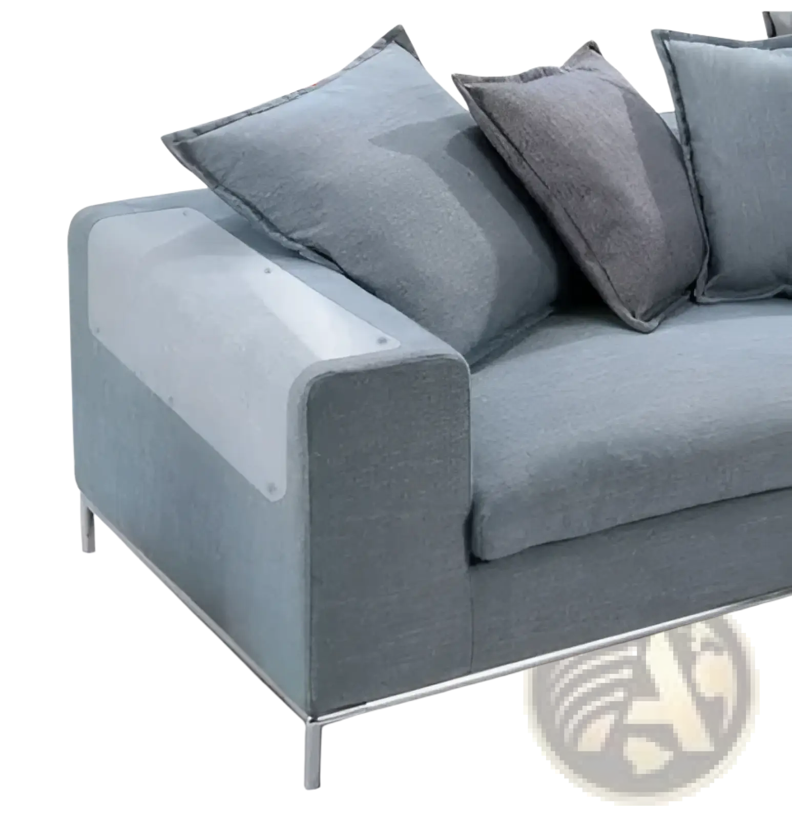 Clear protective armrest cover made of transparent material for gray fabric sofa cat scratch protector 30x45cm 2 pack