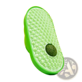 Bright green silicone cat self grooming brush with hexagonal textured surface and embedded circular massage ball