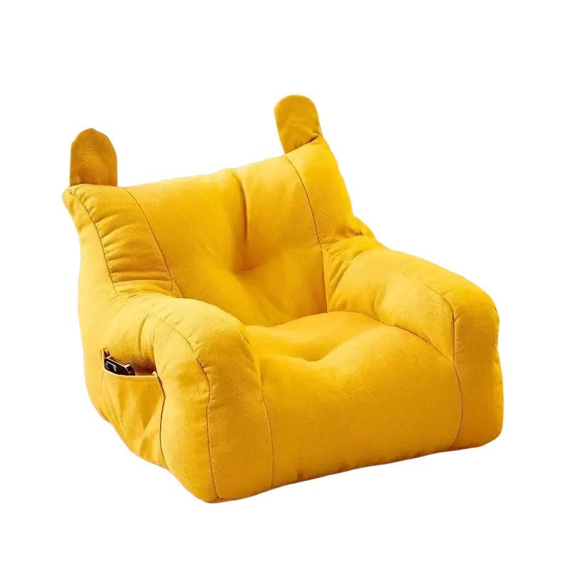 Bright yellow plush cat sofa bed with soft velvety fabric and bear-like ears from mainland China