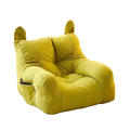 A lime green plush cat sofa bed with soft fabric and rounded ear-like back protrusions from mainland china