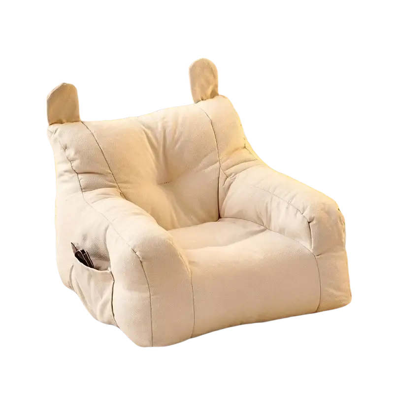 Off-white plush cat sofa bed from mainland china with soft textured fabric and ear-like protrusions on the back side