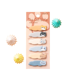 A set of 180 cat sticky notes memo pad stickers in pastel colors with different feline designs on pink card backing