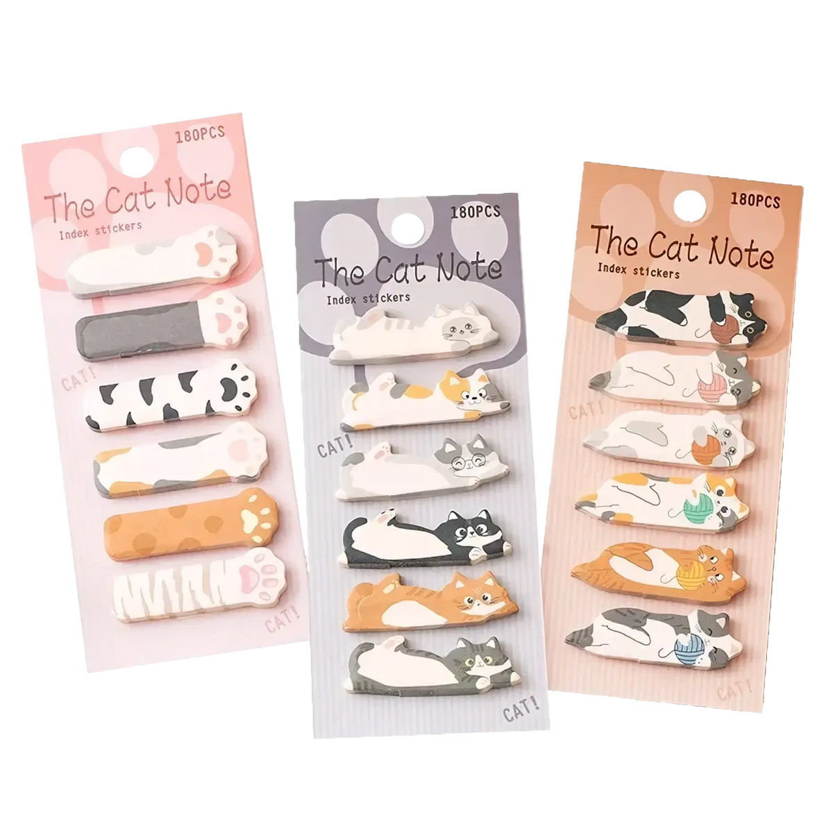Cat sticky notes memo pad set featuring cute cat-themed index stickers in pastel and neutral colors with matte finish