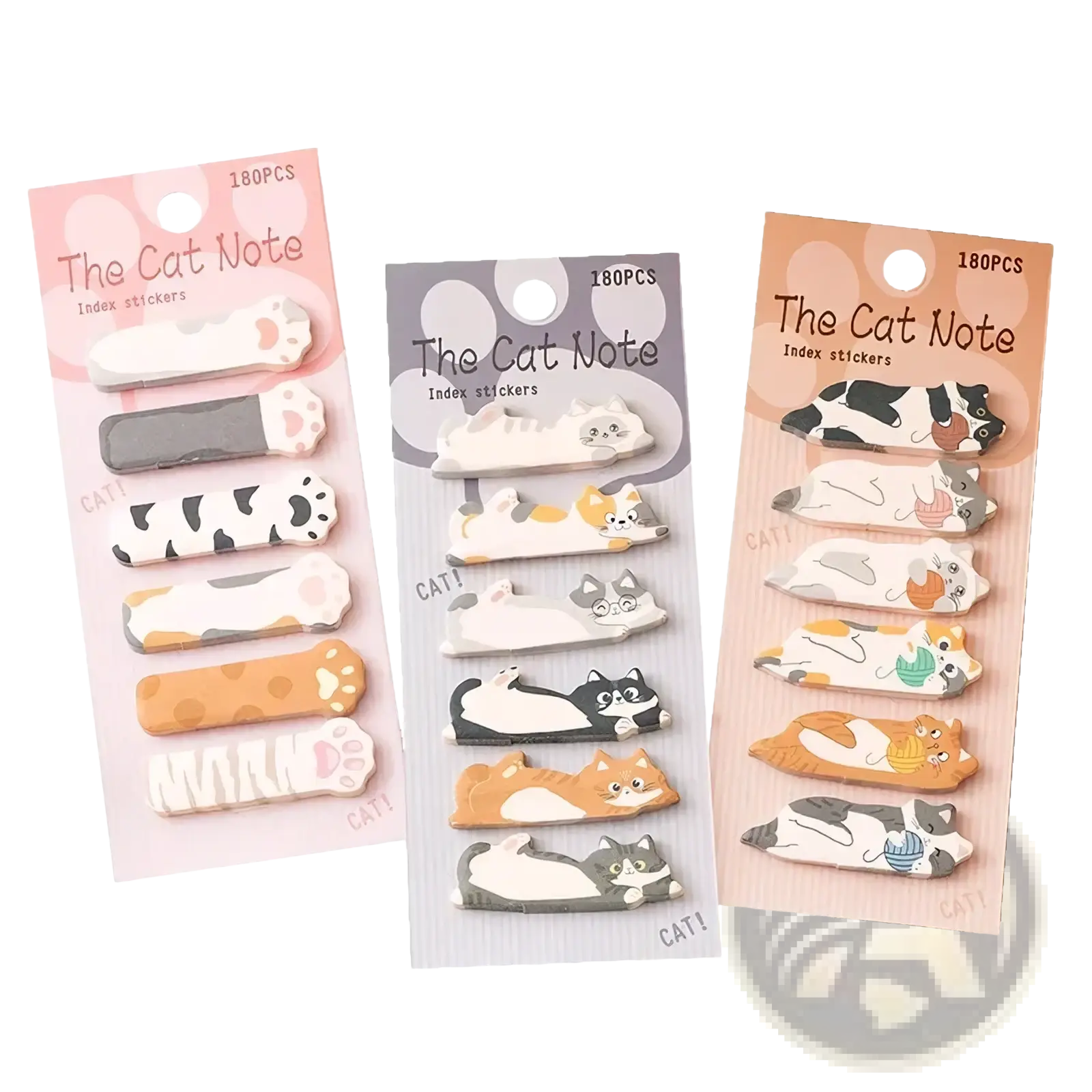 Cat sticky notes memo pad set featuring cute cat-themed index stickers in pastel and neutral colors with matte finish