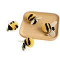 Yellow and black fuzzy plush bee keychains with white plastic wings cat teaser toys type for interactive play