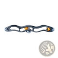 Black plastic cat track ball toy with suction cups featuring two orange spherical rollers for window cleaning use