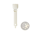 Beige plastic cat-shaped scoop with long handle and rounded edges from cat treat squeezer and silicone pet food spoon set