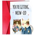 A charming illustrated cat wedding anniversary greeting card featuring two cartoon cats in wedding attire