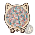 Cute beige cat wooden puzzle mat with 135 morandi pieces featuring colorful illustrated cats in various poses