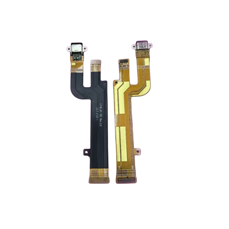 Two flexible printed circuit boards in black and gold for caterpillar cat s62pro usb charging port flex cable replacement