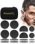 Premium silicone cauliflower ear compression magnet kit with black magnetic therapy discs in gold lettered carrying case