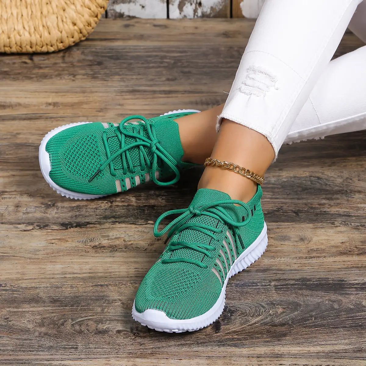 Breathable Mesh Lace-up Running Sneakers