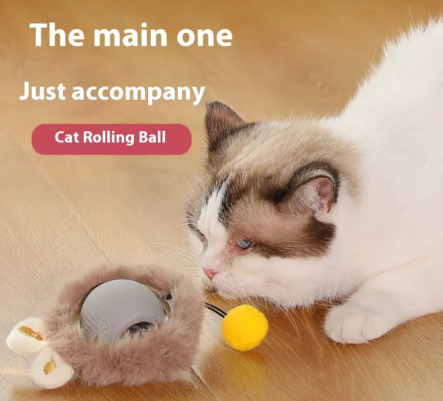Plush Cat Ball Rolling Toy for Boredom Relief