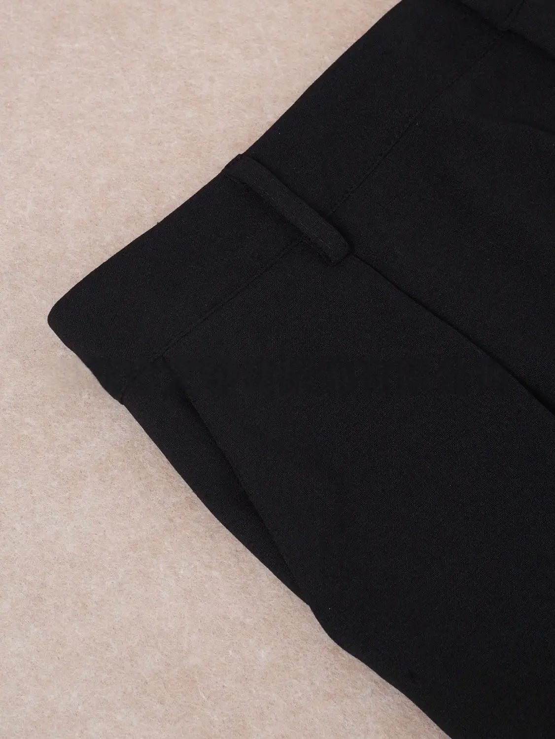 black high waist straight leg trousers plus size featuring a sleek structured waistband and subtle stitching details