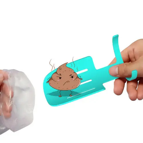 Pelle en plastique turquoise avec un design de personnage de crottes en dessin animé pour la bouteille d’eau multifonctionnelle pour chien et le distributeur de sacs à crottes.