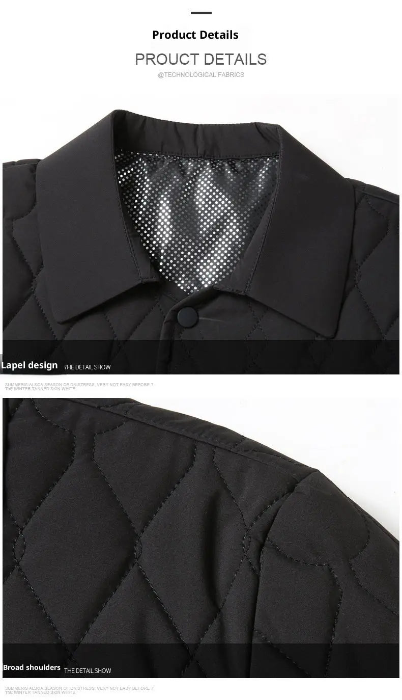 Schwarze gesteppte Businessjacke mit strukturiertem Kragen und leichtem Diamantsteppstich.