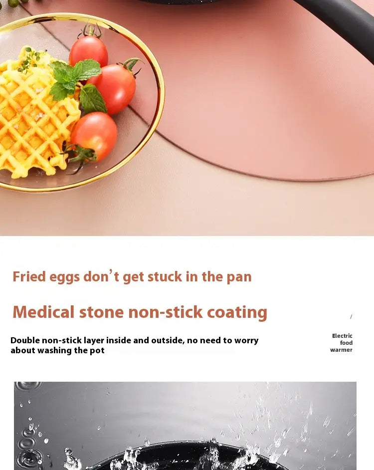 Gold-rimmed glass bowl filled with waffle and cherry tomatoes showcasing the non-stick heart pancake pan 25cm medical stone used for cooking.
