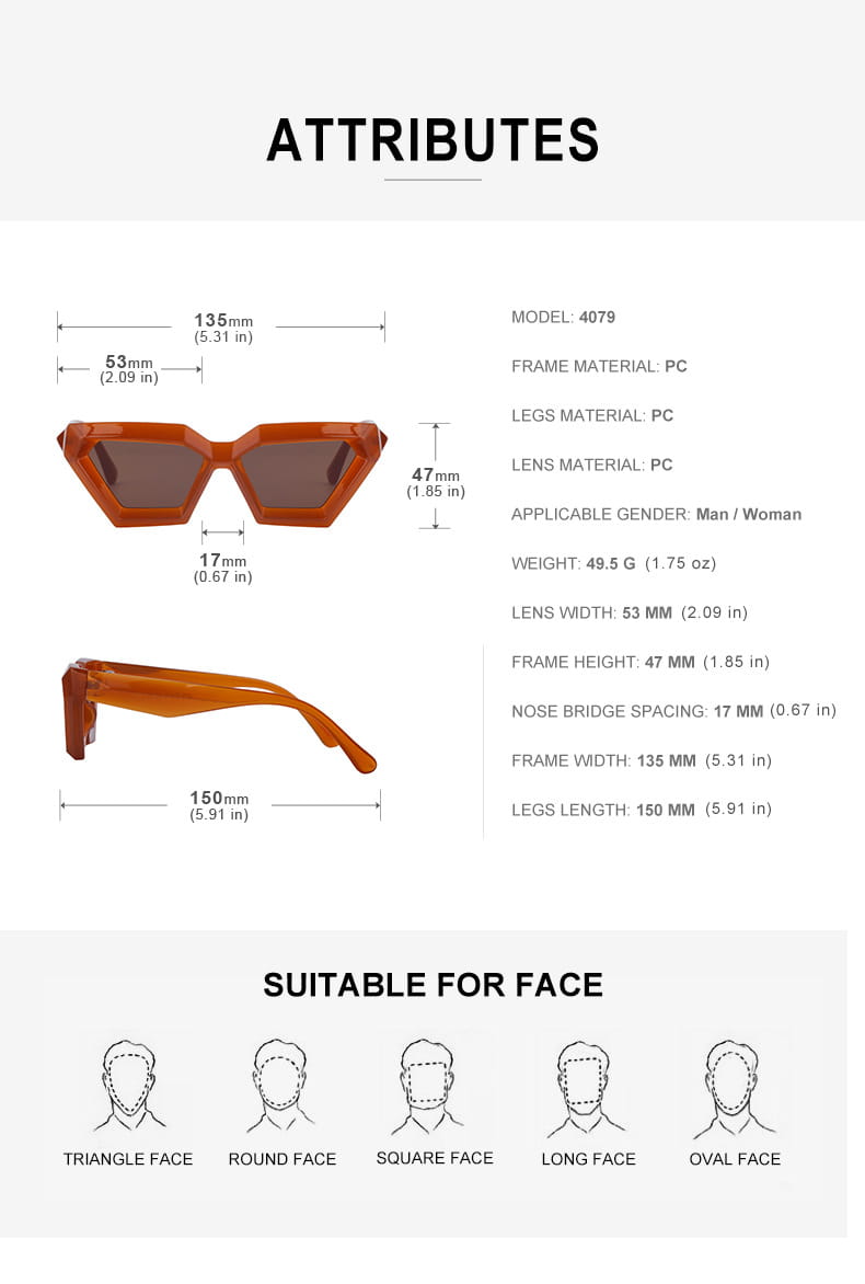 orange modern irregular cat eye uv400 geometric sunglasses with a plastic frame and dark lenses