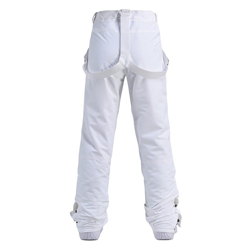 men waterproof thermal snow pants in white featuring reinforced stitching and adjustable ankle cuffs for enhanced durability and fit