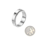 Silver stainless steel celestial anxiety spinner ring with three clear crystal accents and smooth finish
