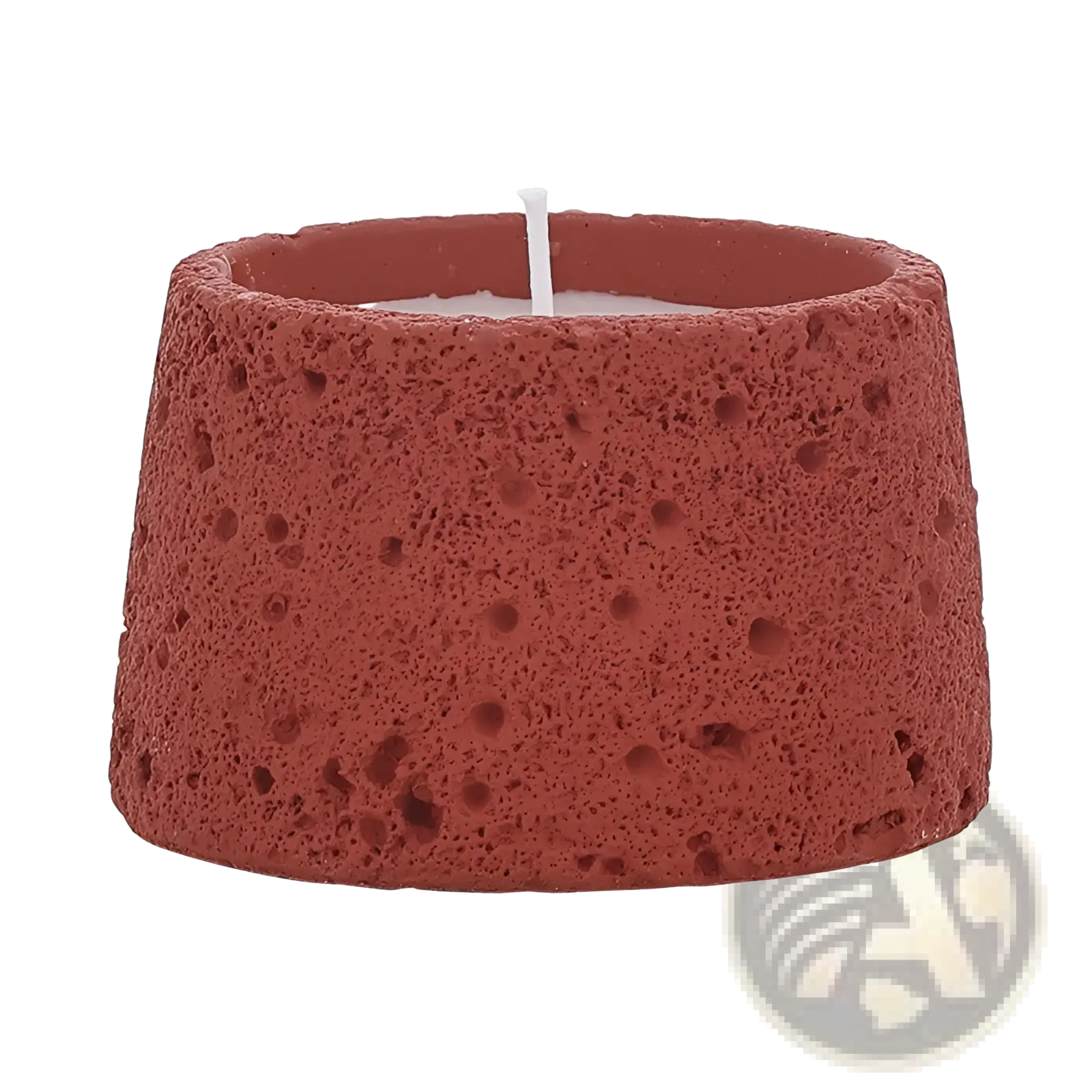 Cement candle holder speckled concrete aromatherapy cup with red lava rock texture and white wick for a natural look