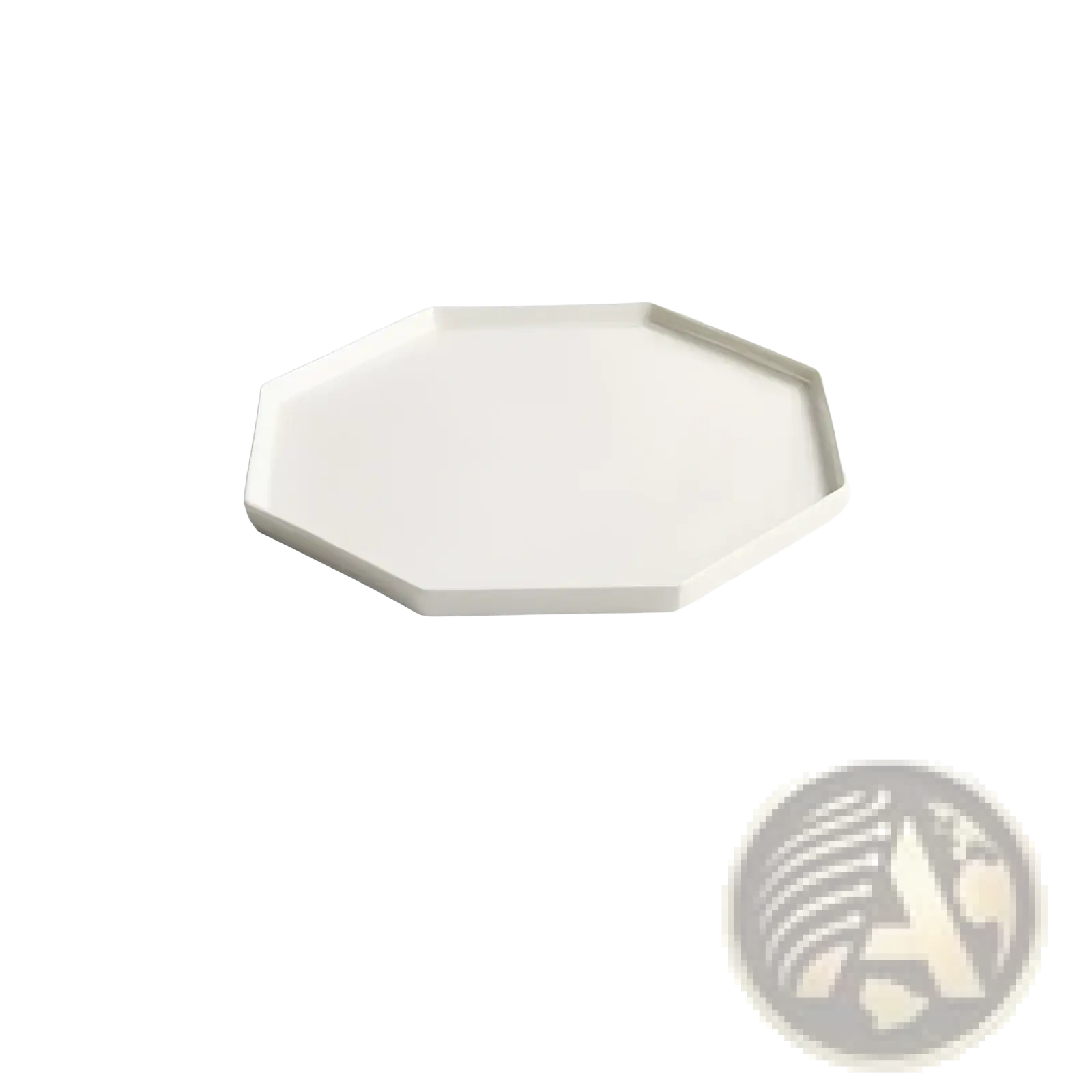 Ceramic appetizer bowl set featuring a sleek off-white octagonal tray with matte textured finish and raised edges
