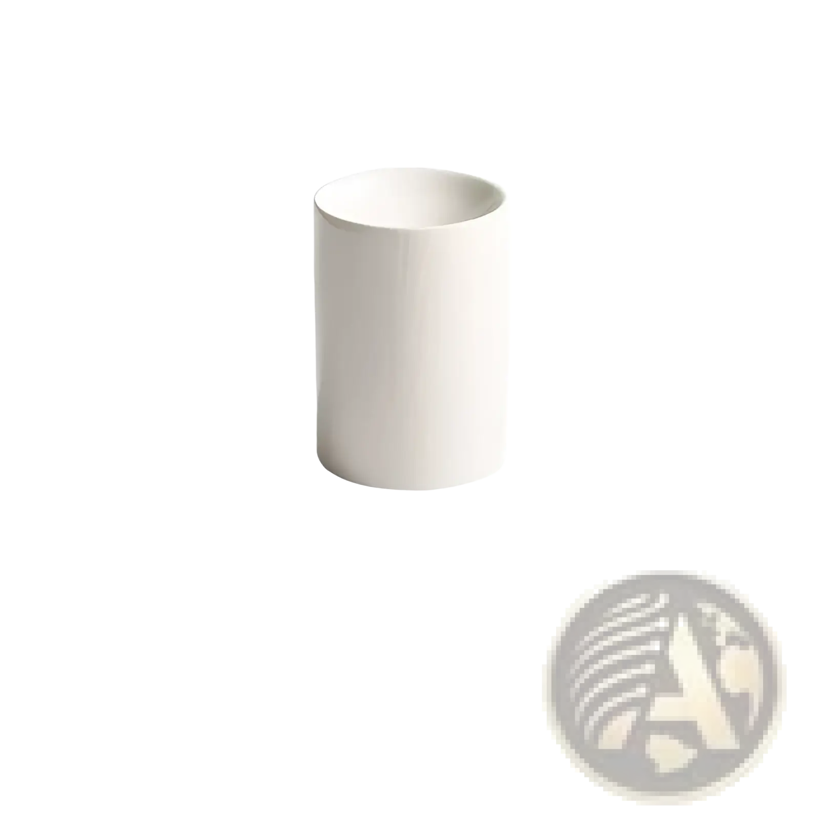 White cylindrical ceramic toothbrush holder with matte textured finish from ceramic appetizer bowl set