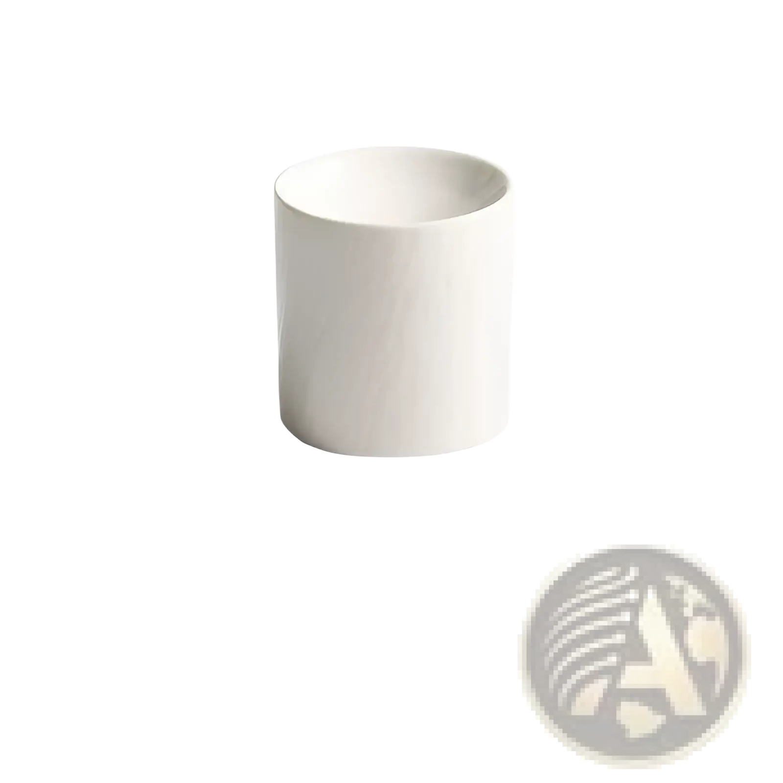 A minimalist white ceramic cylindrical cup with a matte textured finish from a ceramic appetizer bowl set