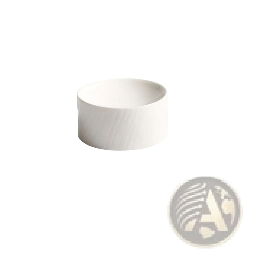 White ceramic appetizer bowl with matte textured finish and smooth slightly textured surface 12cm diameter 6cm tall