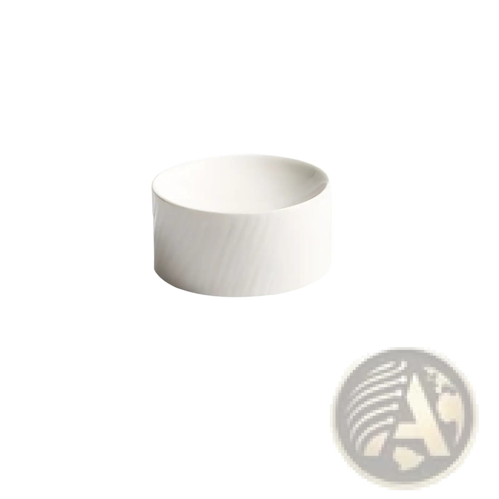 White ceramic appetizer bowl with matte textured finish and smooth slightly textured surface 12cm diameter 6cm tall