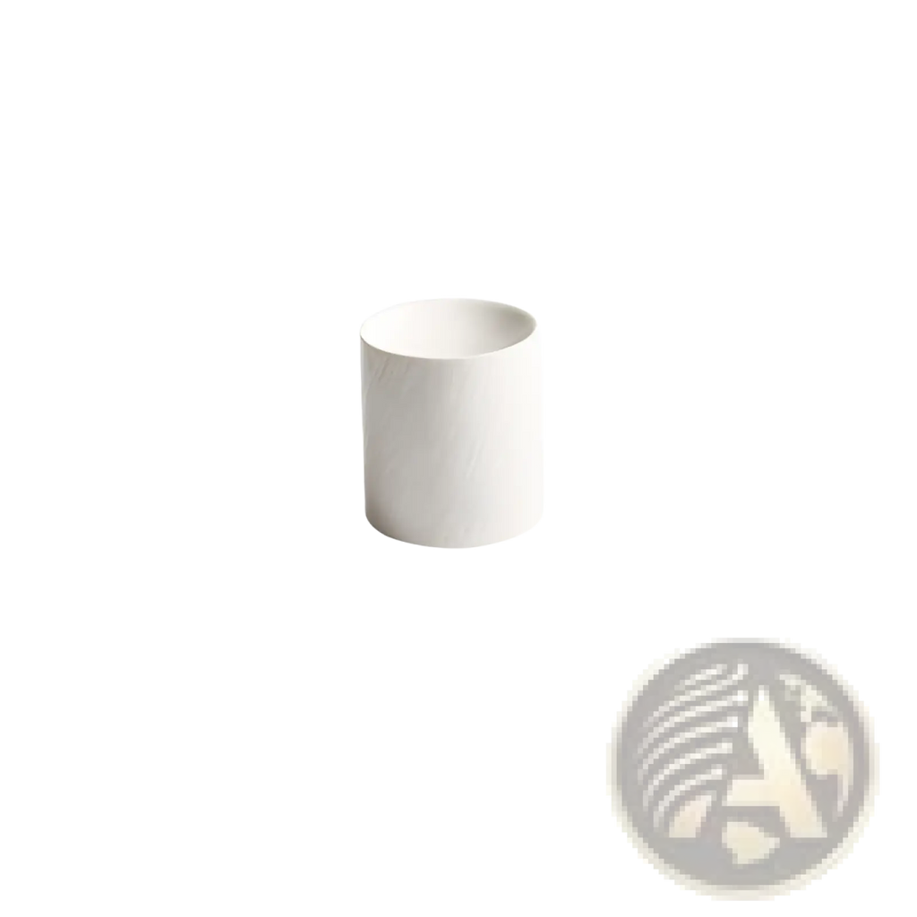 White ceramic cylindrical planter with matte textured finish measuring 9.7cm diameter and 10.3cm height